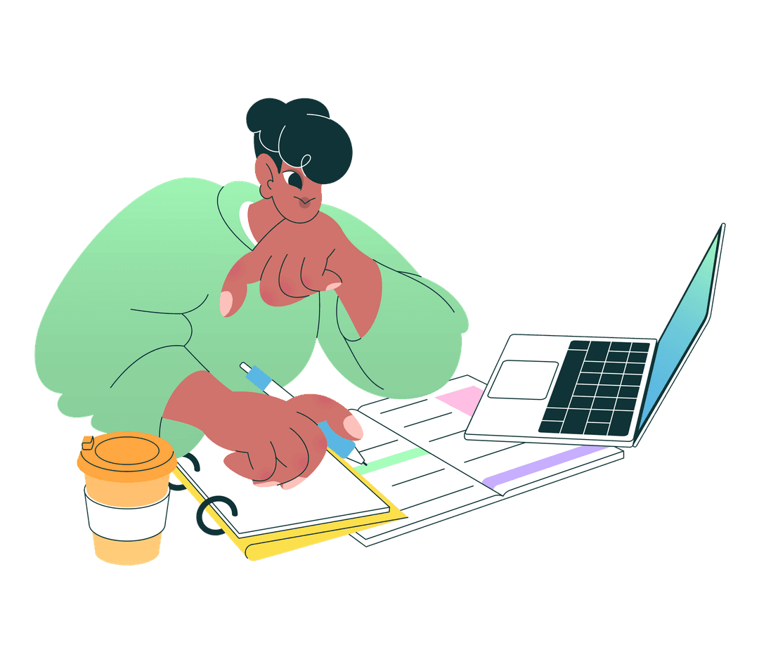 Student studying from structured learning notes