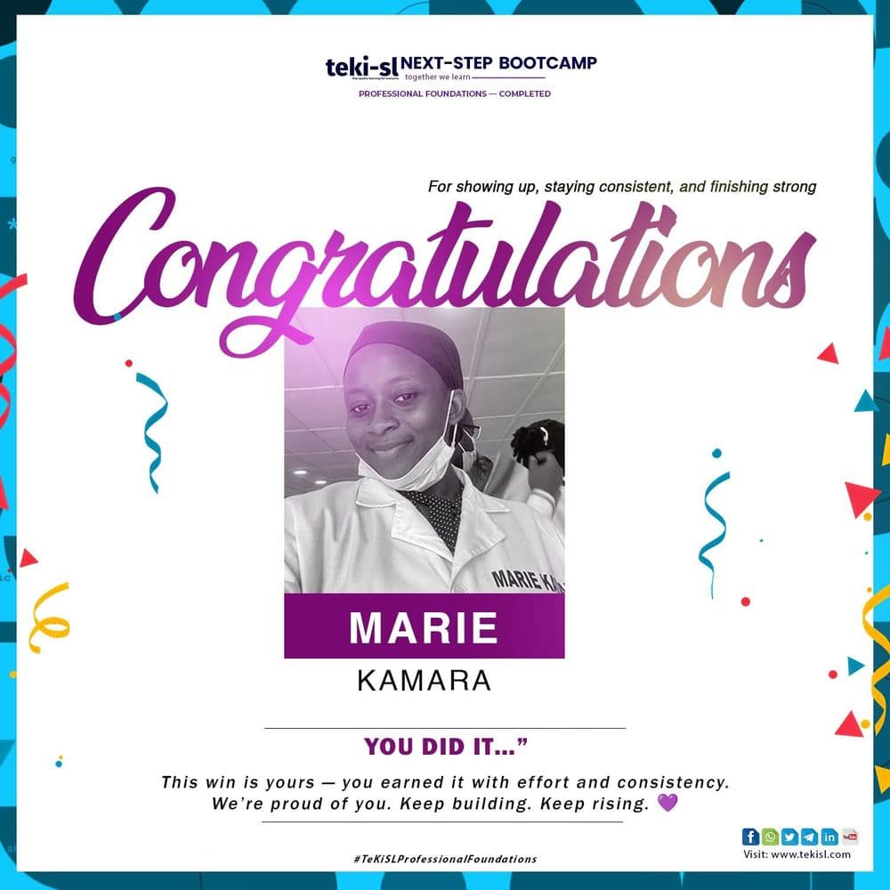 Marie Kamara, Professional Foundations graduate