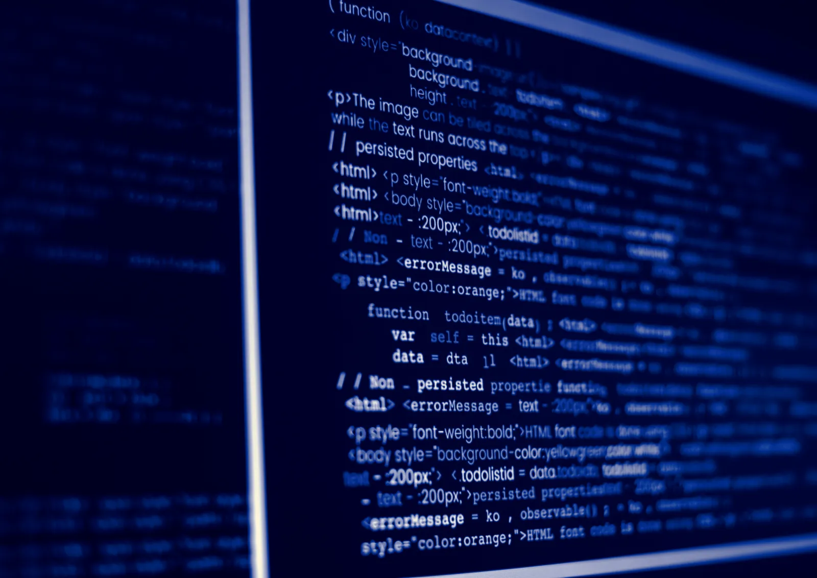 Lines of code displayed on a screen